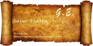 Geier Etelka névjegykártya